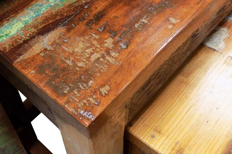 Indskudsbordsæt I Tre Dele Genbrugstræ Vintagestil - Brun - Møbler - Borde - Sofabord