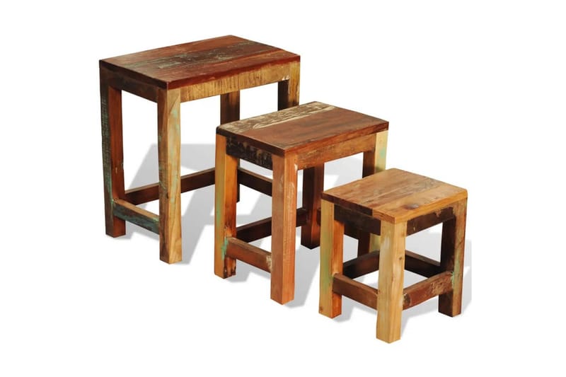 Indskudsbordsæt I Tre Dele Genbrugstræ Vintagestil - Brun - Møbler - Borde - Sofabord