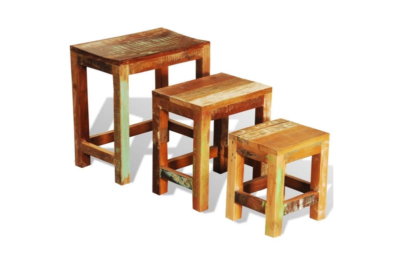 Indskudsbordsæt I Tre Dele Genbrugstræ Vintagestil - Brun - Møbler - Borde - Sofabord