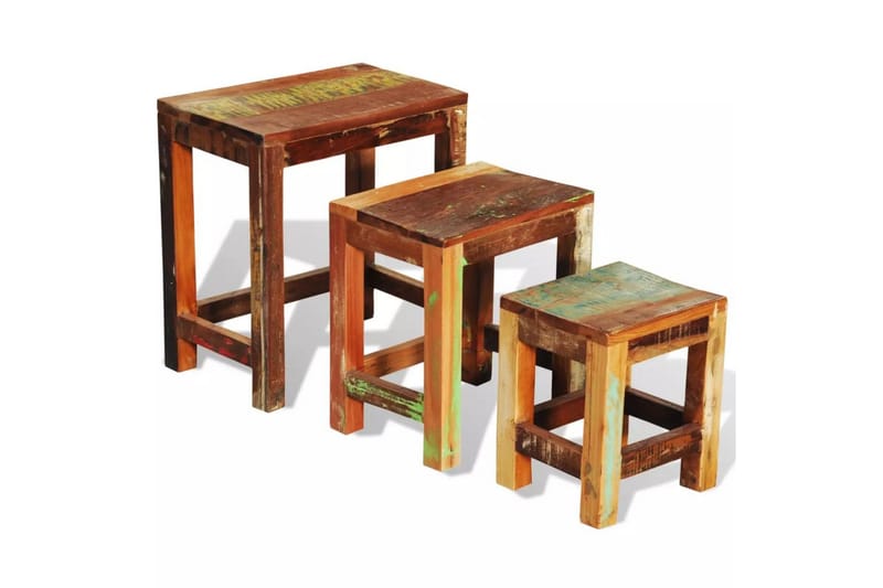 Indskudsbordsæt I Tre Dele Genbrugstræ Vintagestil - Brun - Møbler - Borde - Sofabord