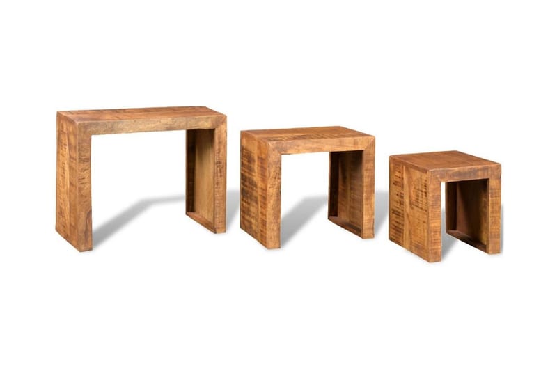 Indskudsbordsæt I Tre Dele Massivt Mangotræ - Brun - Sofabord - Indskudsborde