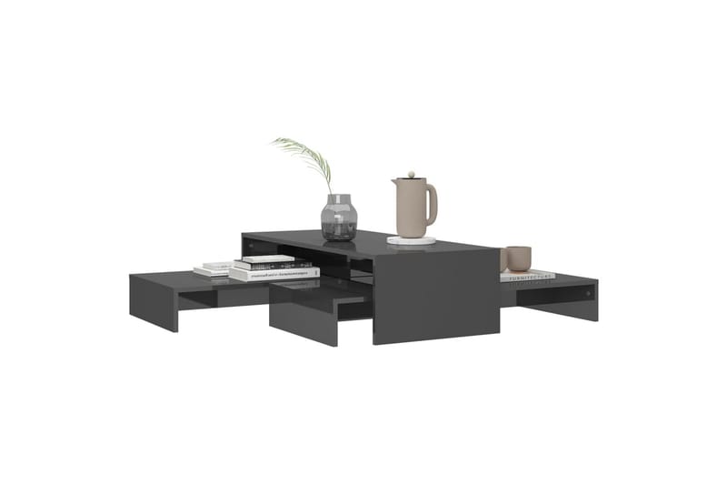 indskudt sofabordssæt 100x100x26,5 cm grå højglans - Grå - Møbler - Borde - Sofabord
