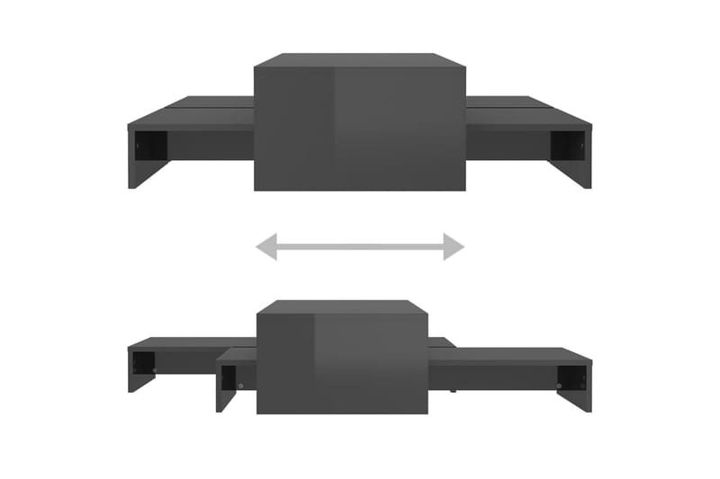 indskudt sofabordssæt 100x100x26,5 cm grå højglans - Grå - Sofabord - Indskudsborde