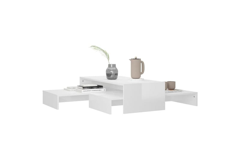 indskudt sofabordssæt 100x100x26,5 cm hvid højglans - Hvid - Møbler - Borde - Sofabord