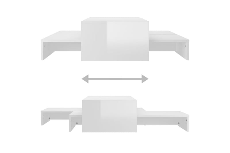 indskudt sofabordssæt 100x100x26,5 cm hvid højglans - Hvid - Sofabord - Indskudsborde