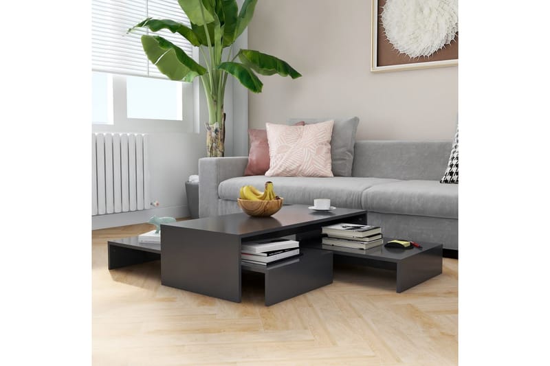 indskudt sofabordssæt 100x100x26,5 cm spånplade grå - Grå - Sofabord - Indskudsborde