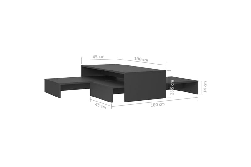 indskudt sofabordssæt 100x100x26,5 cm spånplade grå - Grå - Møbler - Borde - Sofabord