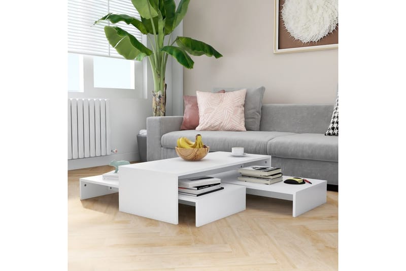 indskudt sofabordssæt 100x100x26,5 cm spånplade hvid - Hvid - Sofabord - Indskudsborde