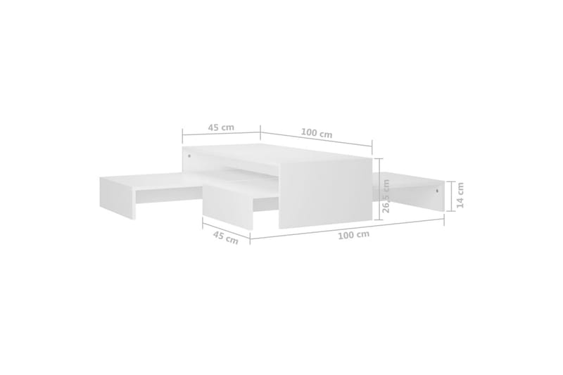 indskudt sofabordssæt 100x100x26,5 cm spånplade hvid - Hvid - Sofabord - Indskudsborde