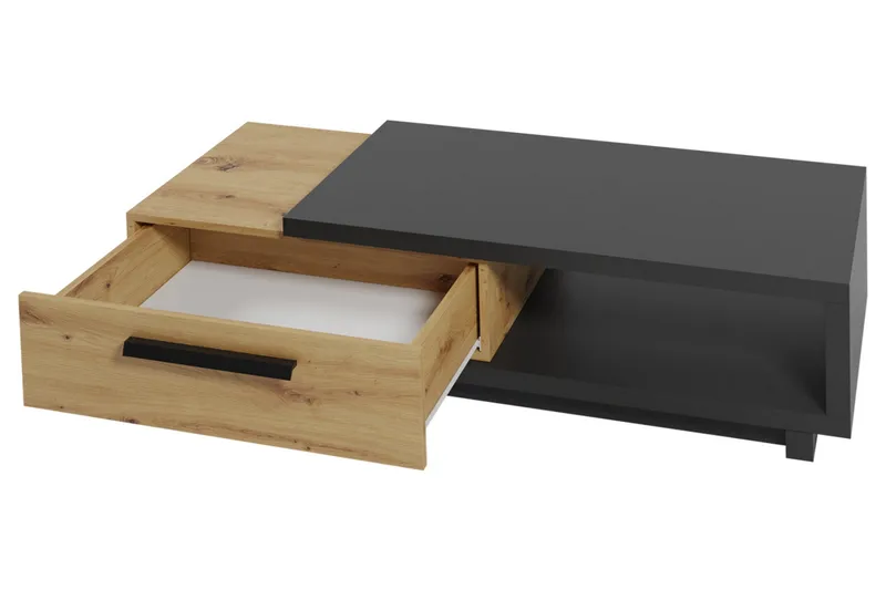 Ingram Sofabord 120 cm med Opbevaring Skuffe + Hylde - Natur/Sort - Møbler - Borde - Sofabord