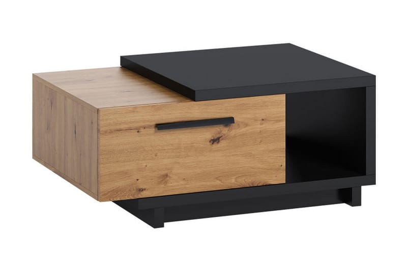 Ingram Sofabord 90 cm med Opbevaring Skuffe + Hylde - Natur/Sort - Møbler - Borde - Sofabord