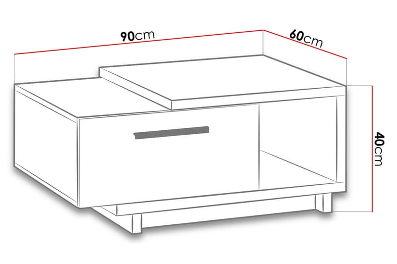Ingram Sofabord 90 cm med Opbevaring Skuffe + Hylde - Natur/Sort - Møbler - Borde - Sofabord