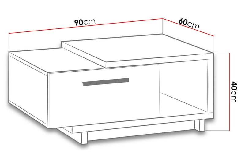 Ingram Sofabord 90 cm med Opbevaring Skuffe + Hylde - Natur/Sort - Møbler - Borde - Sofabord