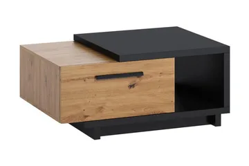 Ingram Sofabord 90 cm med Opbevaring Skuffe + Hylde - Natur/Sort - Møbler - Borde - Sofabord