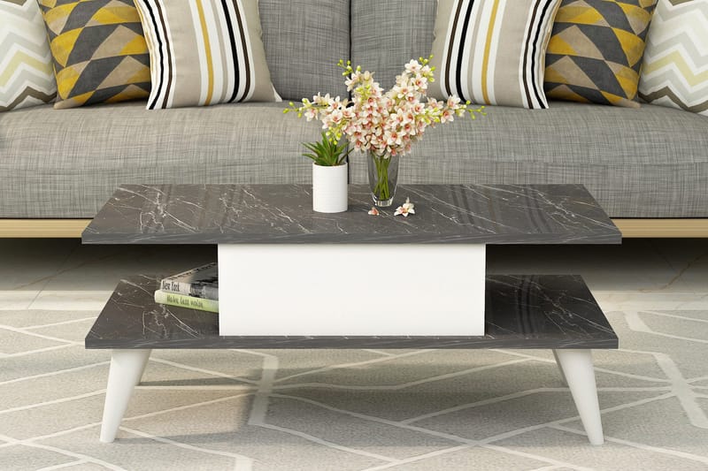 Irbene Sofabord 90x40x90 cm - Sort/Hvid - Møbler - Borde - Sofabord