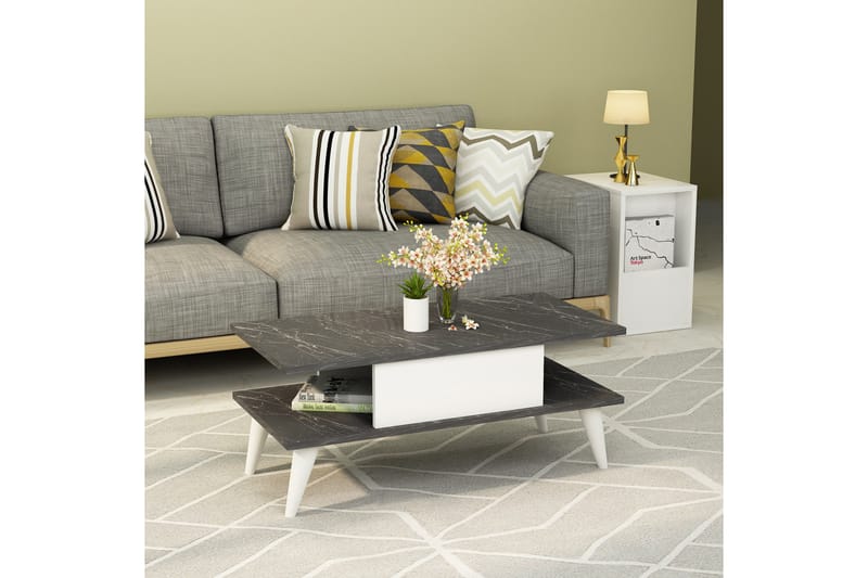 Irbene Sofabord 90x40x90 cm - Sort/Hvid - Møbler - Borde - Sofabord