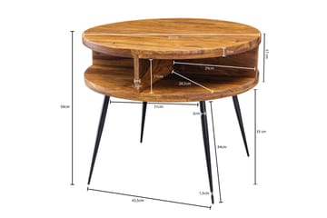 Irias Sofabord 60 cm med Opbevaring Hylde Rundt - Massivt Træ/Sort - Møbler - Borde - Sofabord
