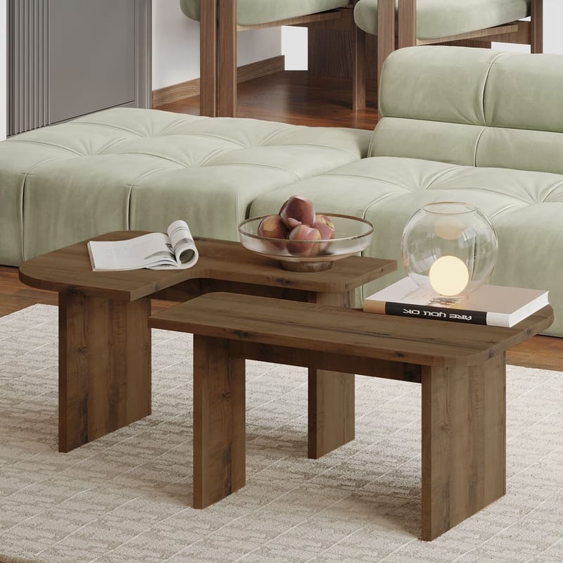 Iris Sofabordssæt 90x35x45 cm - Antik valnød - Møbler - Borde - Sofabord