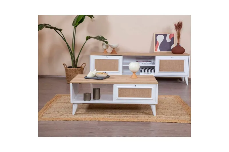 Sofabord Jatinder Hvid / Eg - Hvid / Eg - Møbler - Borde - Sofabord
