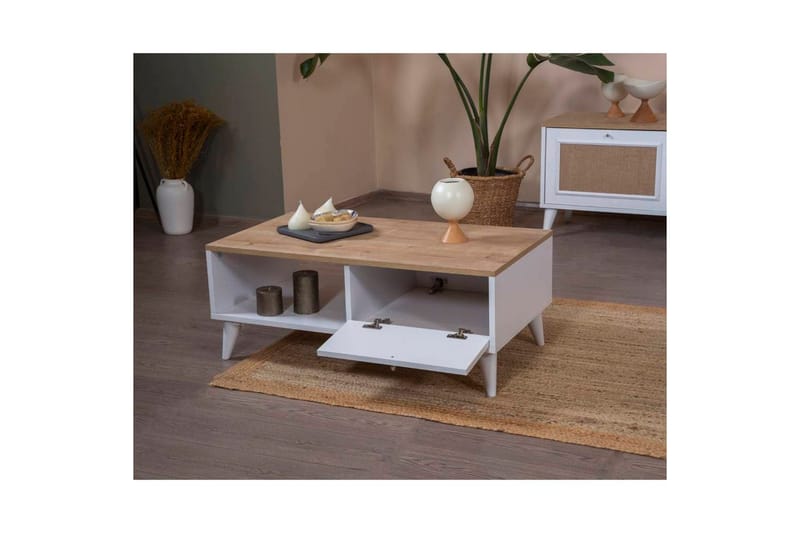 Sofabord Jatinder Hvid / Eg - Hvid / Eg - Møbler - Borde - Sofabord