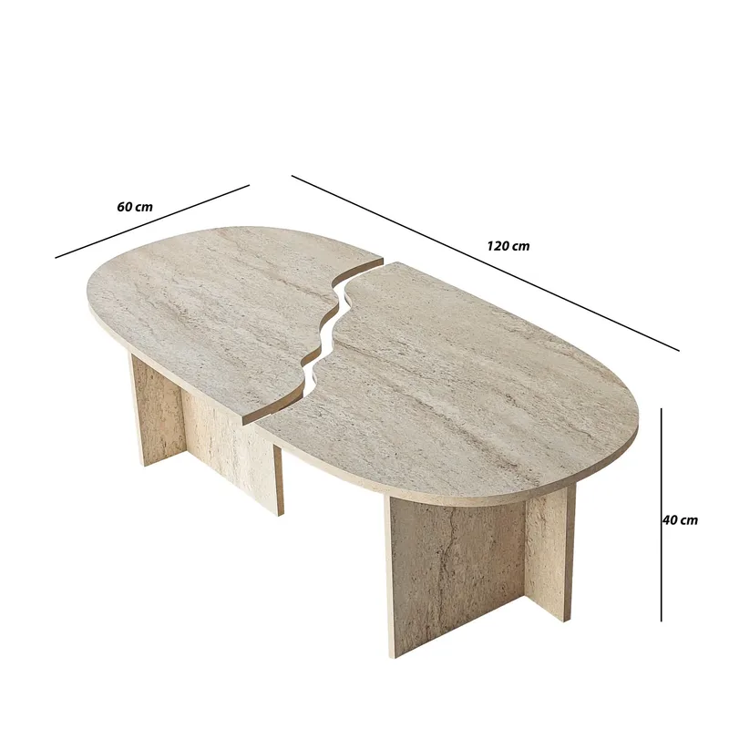 Jorvis sofabord 120 cm ovalt - Travertin - Møbler - Borde - Sofabord