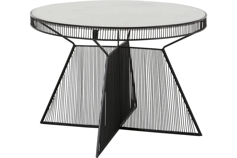 Juntolo 77x77 cm Rundt Sofabord i Marmor med Metalstel, Hvid