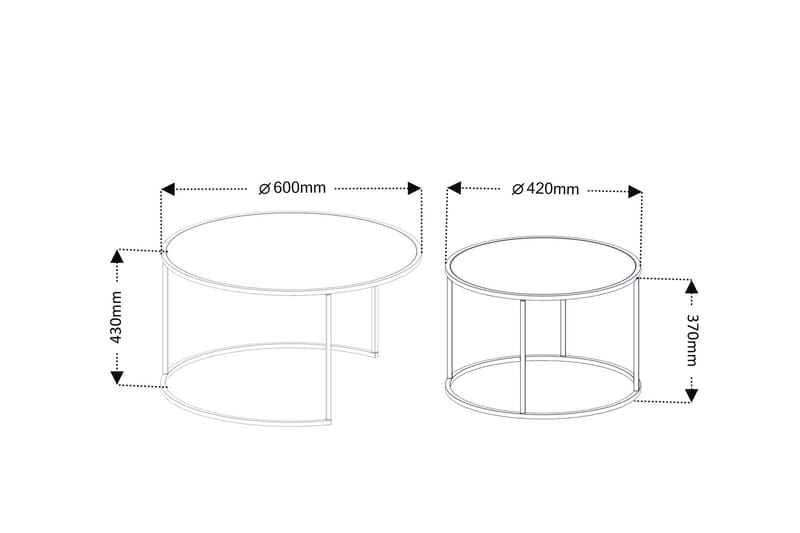 Kashiwa Sofabord 60 cm - Sort - Sofabord