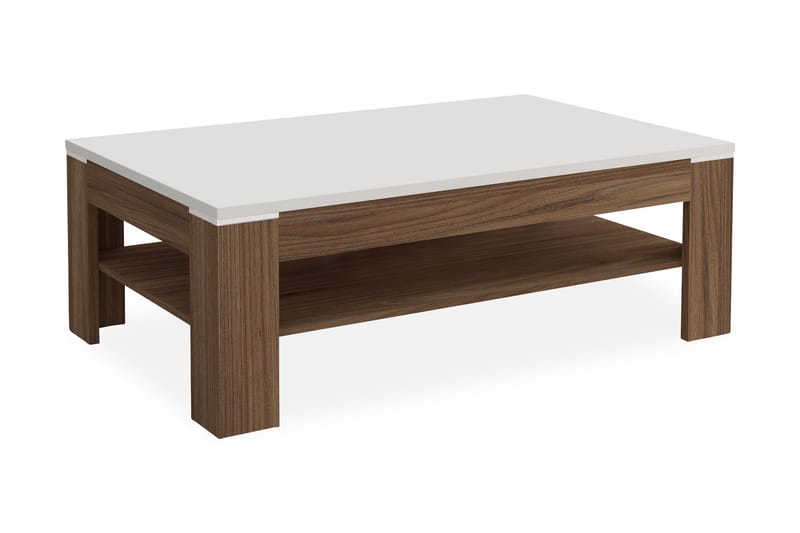 Keoisha Sofabord 120 cm med Opbevaring Hylde - Brun/Hvid - Møbler - Borde - Sofabord