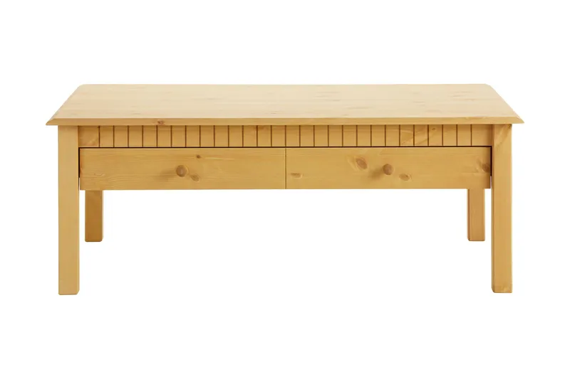 Kersey 110 cm Rektangulært Sofabord med Skuffer i Fyr, Brun