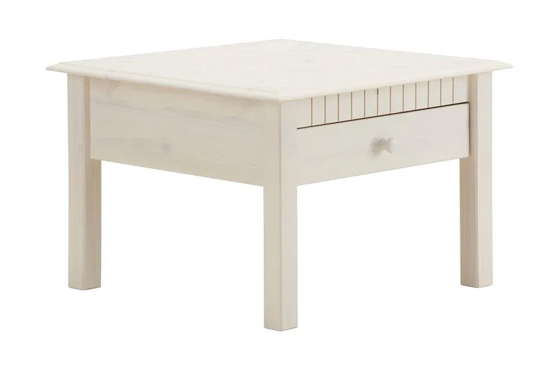 Kersey 60 cm Firkantet Sofabord med Skuffer i Fyr, Hvid
