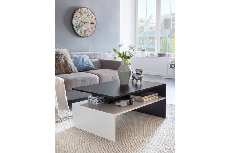 Ketchum Sofabord 90 cm med Opbevaring Hylde - Sort/Hvid - Møbler - Borde - Sofabord