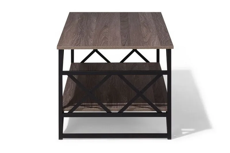 Kindertofte Sofabord 120 cm med Opbevaring Hylde - Brungrå - Møbler - Borde - Sofabord