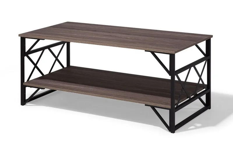 Kindertofte Sofabord 120 cm med Opbevaring Hylde - Brungrå - Møbler - Borde - Sofabord