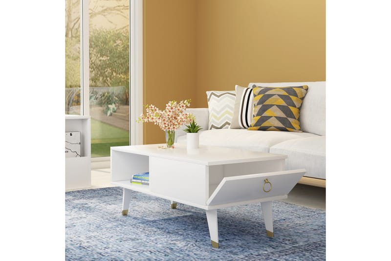 Koruco Sofabord 90x42,4x90 cm - Hvid - Møbler - Borde - Sofabord