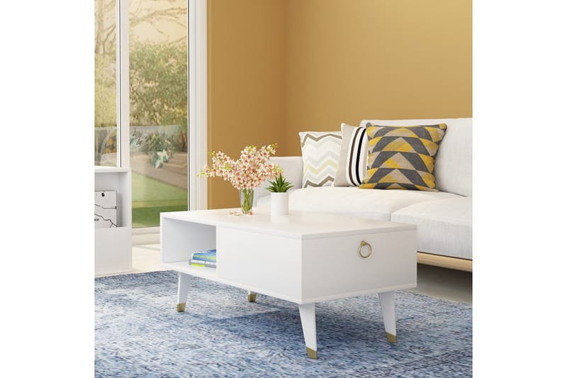Koruco Sofabord 90x42,4x90 cm - Hvid - Møbler - Borde - Sofabord