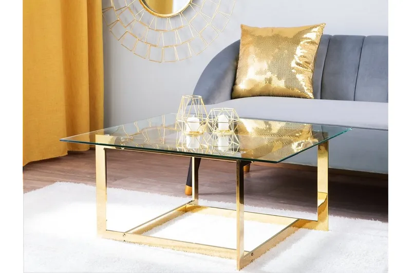 Krystal sofabord 80 cm - Guld - Møbler - Borde - Sofabord