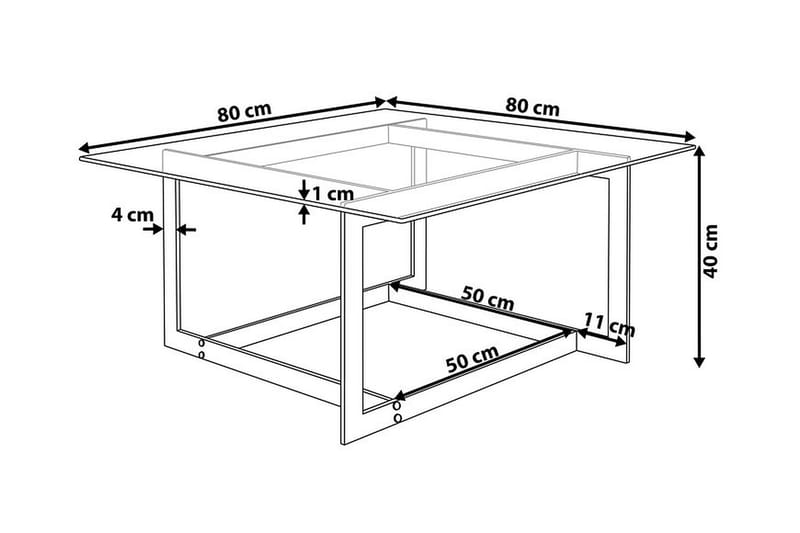 Krystal sofabord 80 cm - Sølv - Sofabord