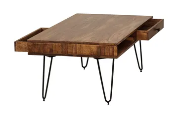 Langner sofabord 117 cm med opbevaring 2 skuffer + hylder - Møbler - Borde - Sofabord - Sofabord med opbevaring