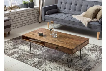 Langner sofabord 117 cm med opbevaring 2 skuffer + hylder - Møbler - Borde - Sofabord - Sofabord med opbevaring