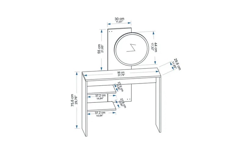 Laxman Toiletbord 96 cm - Blå/Hvid - Møbler - Borde - Sofabord - Kistebord