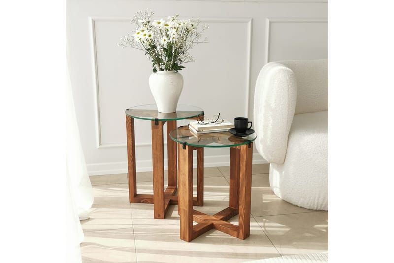 Liepene Indskudsbord 50x40x50 cm Rundt - Brun - Møbler - Borde - Sofabord