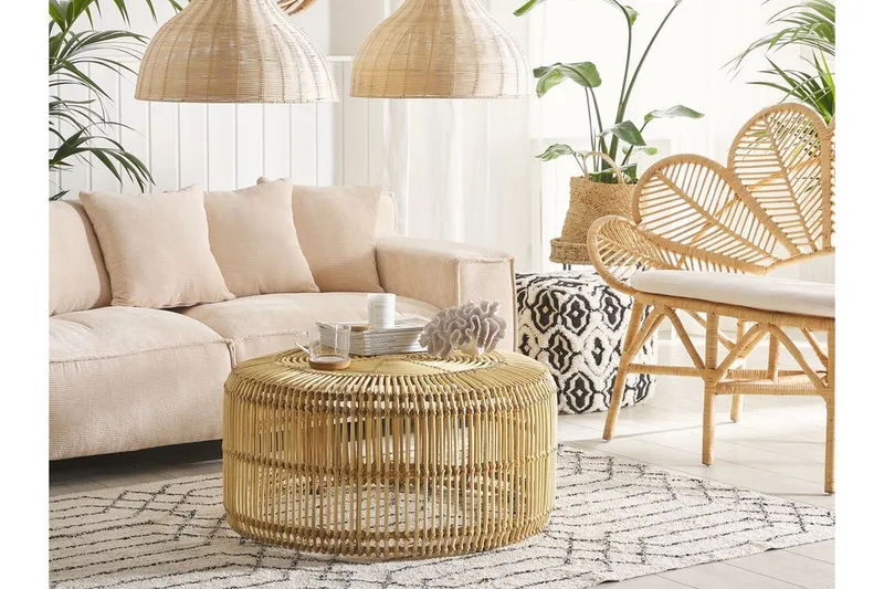 Limni Sofabord 84 cm - Rattan/Lyst Træ - Møbler - Borde - Sofabord