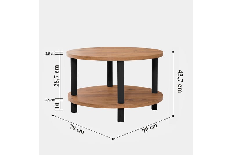 Lofita Sofabord 70x43,7x70 cm Rundt - Brun/Sort - Møbler - Borde - Sofabord