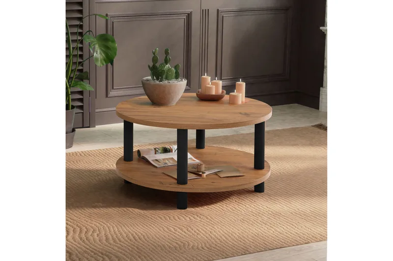 Lofita Sofabord 70x43,7x70 cm Rundt - Brun/Sort - Møbler - Borde - Sofabord