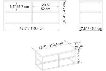 Lunnom Sofabord 110 cm med Opbevaring Hylde - Brun/Sort - Møbler - Borde - Sofabord