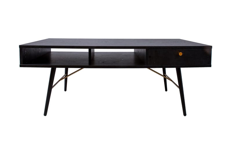 Luxem Sofabord 115 cm med Opbevaring Skuffe + Hylde - Sort/Kobber - Sofabord