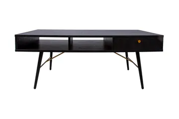 Luxem Sofabord 115 cm med Opbevaring Skuffe + Hylde - Sort/Kobber - Møbler - Borde - Sofabord