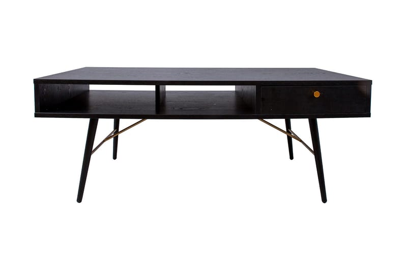 Luxem Sofabord 115 cm med Opbevaring Skuffe + Hylde - Sort/Kobber - Møbler - Borde - Sofabord