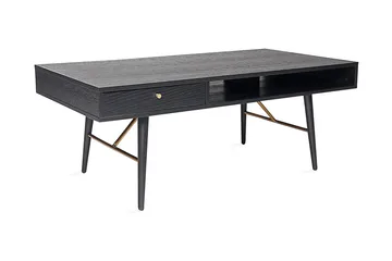 Luxem Sofabord 115 cm med Opbevaring Skuffe + Hylde - Sort/Kobber - Møbler - Borde - Sofabord