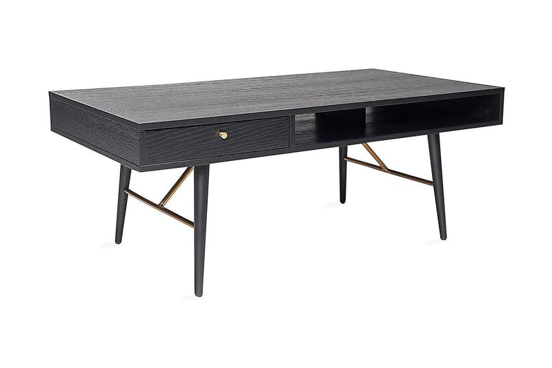 Luxem Sofabord 115 cm med Opbevaring Skuffe + Hylde - Sort/Kobber - Møbler - Borde - Sofabord